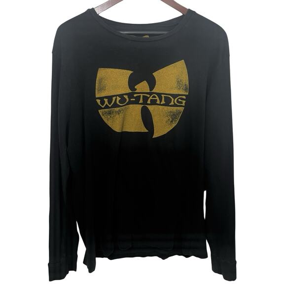 WU-TANG T-Shirt Long Sleeve Large Lucky Brand Yellow Black Cash Rules Streetwear - Picture 1 of 10